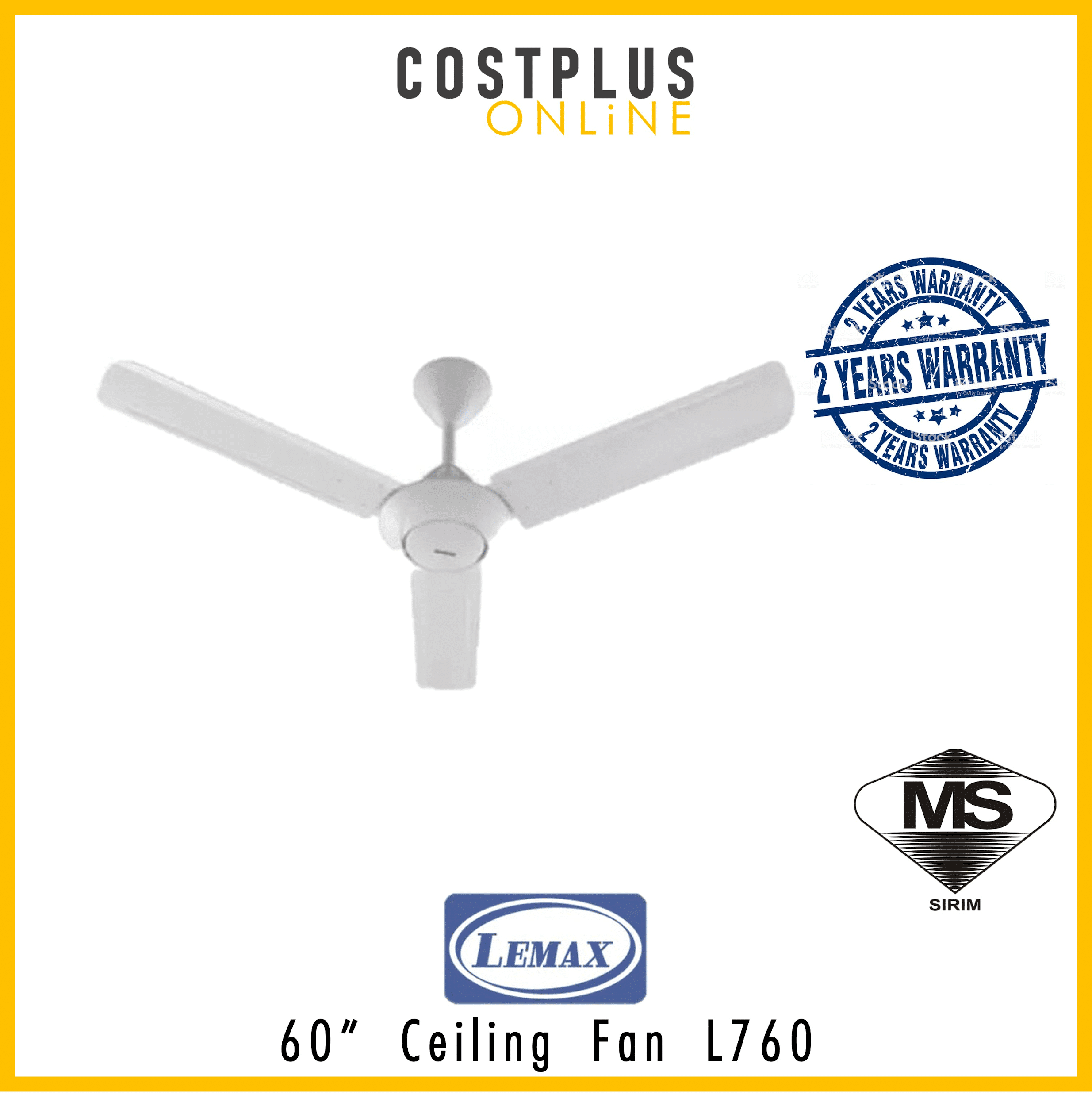 Lemax 60” Ceiling Fan L760 is best 3 blade ceiling fan in malaysia budget