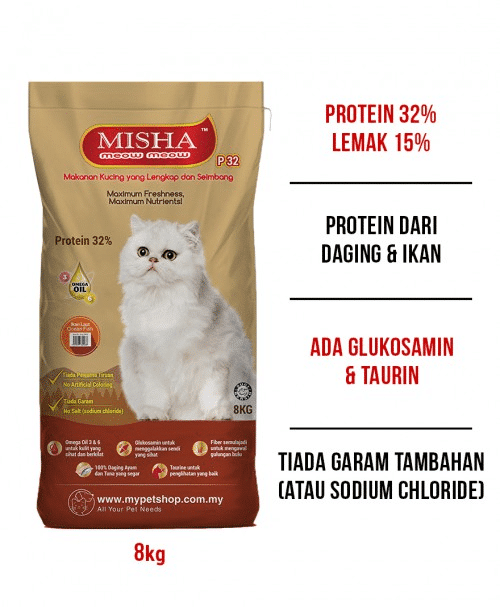 Misha Dry Cat Food 8kg - Ocean Fish. good for Bengal. this is the best if Your Cat Won’t Eat Wet Food